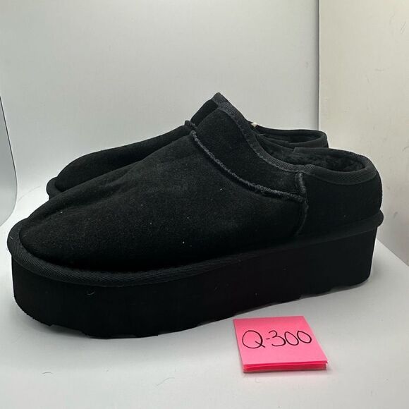 CUSHIONAIRE Women's Genuine Suede Cozy Mule Platform +Memory Foam 9 BLACK - Picture 3 of 7